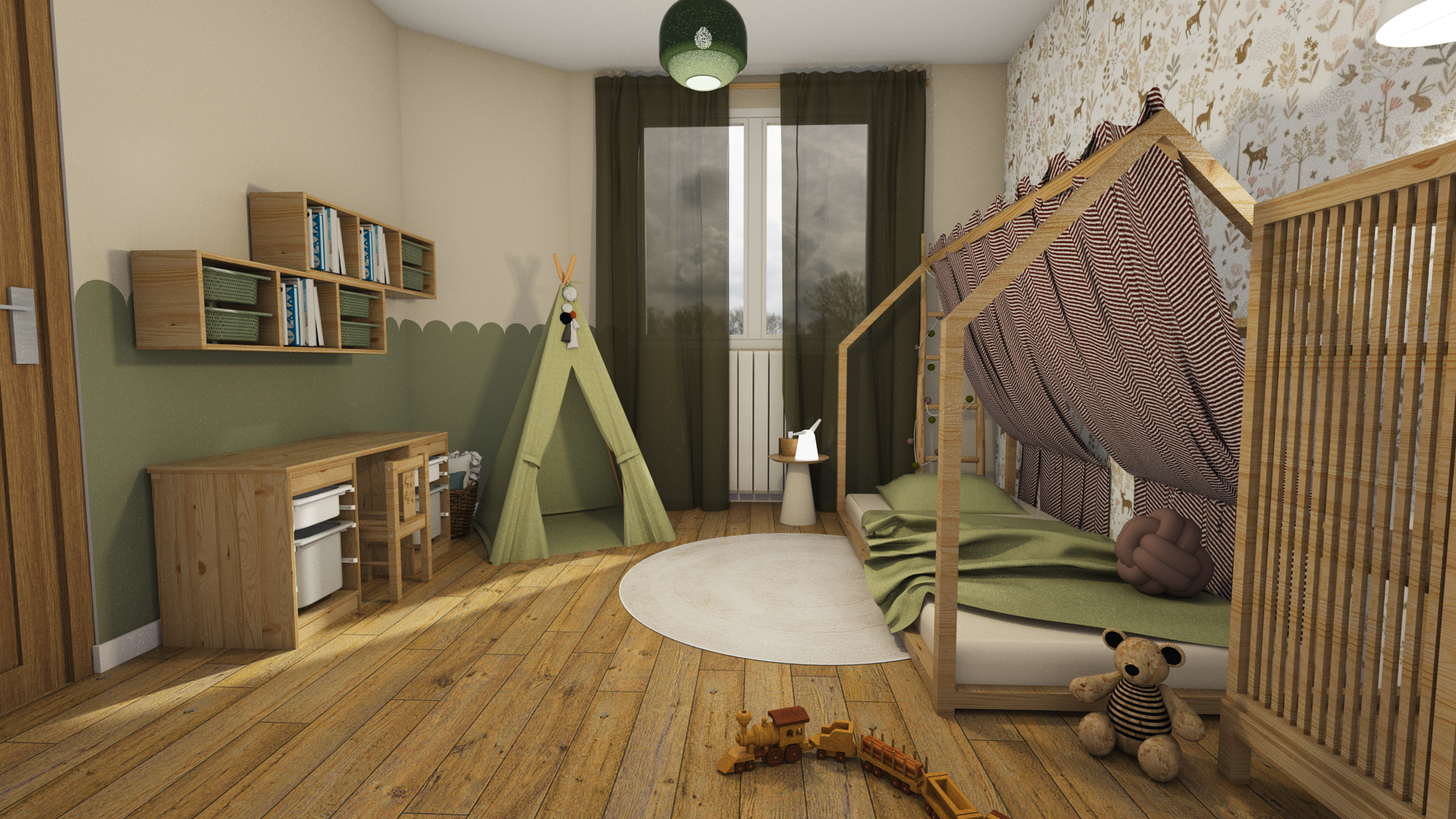 chambre enfant vert